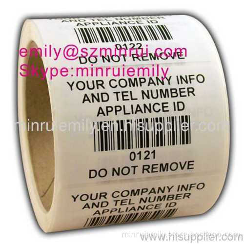 Custom Tamper Evident Barcode Labels,security Destructible Barcode Stickers